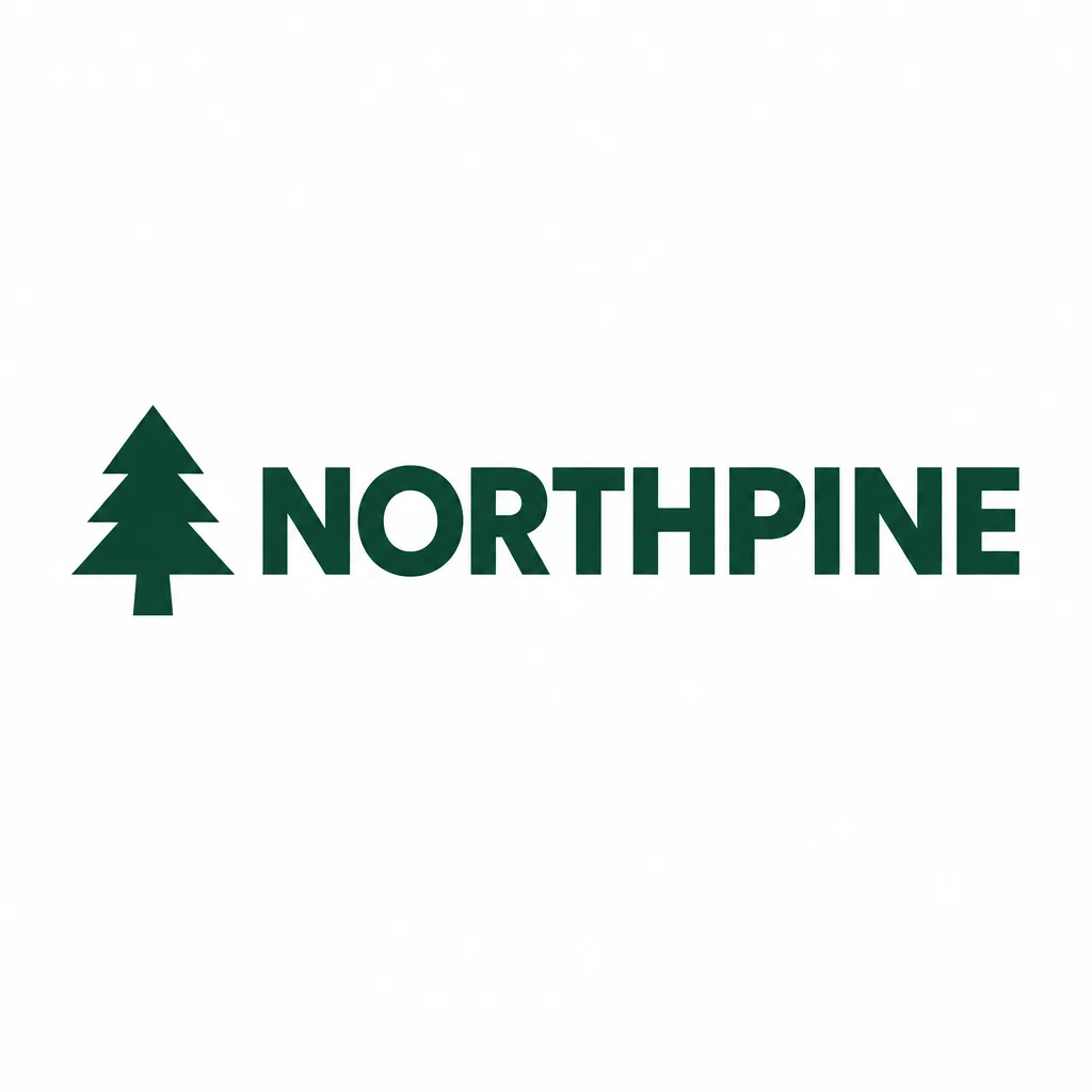 Dark green NORTHPINE wordmark with a pine tree icon on a white background